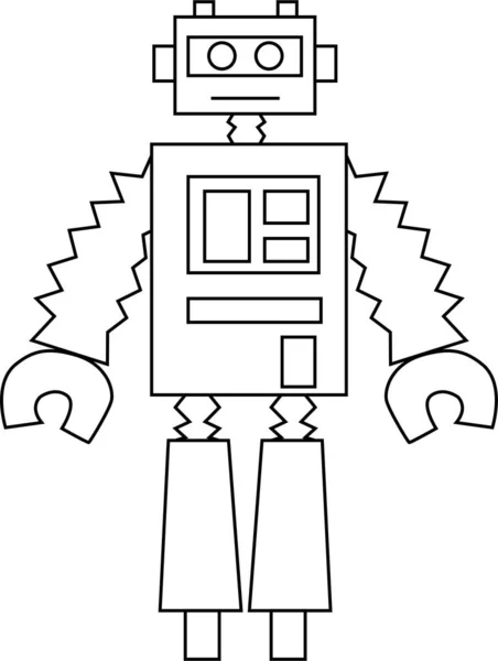 Robot Vector Outline Isolated Sketch Stress Coloring Page Tattoo Poster — Stock Vector
