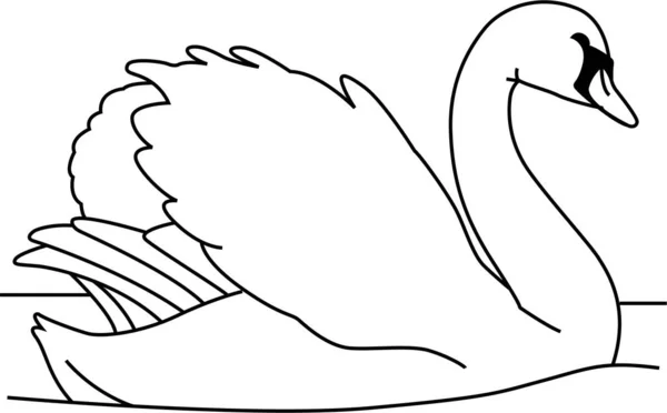 Esquema Del Vector Del Cisne Aislado Bosquejo Para Colorear Página — Vector de stock