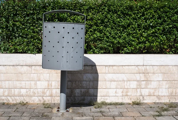 Steel trash can in the street — Stock Photo, Image