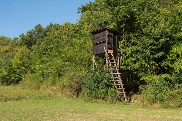 Wooden hunter's stand in the forest — Stock Photo, Image