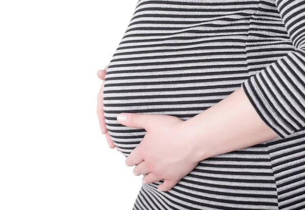 Foto van zwangere vrouw haar buik aan te raken — Stockfoto