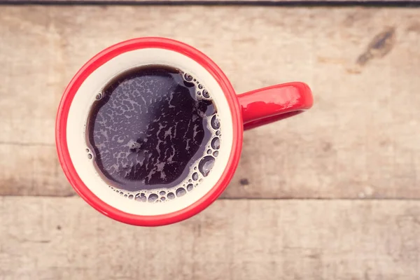 Tasse Schwarzen Tee Auf Einem Hölzernen Hintergrund Nach Oben — Stockfoto