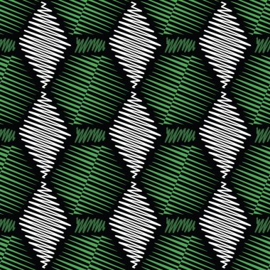 Geometrik düzendeki karalanmış şekillerin soyut, pürüzsüz desenli çizimi.