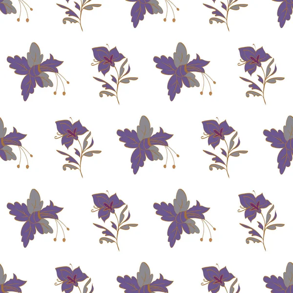 Florales nahtloses Muster mit abstrakten Orchideen und Lilien. — Stockvektor