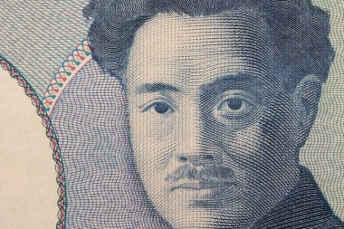 Japon yenine yakın plan 1000 banknot.