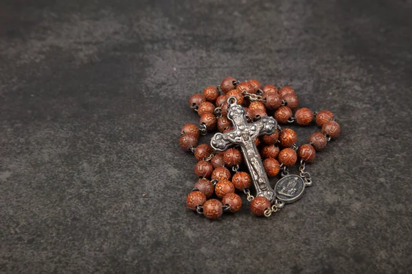 Rosário Católico Beadsreligious Símbolo Sem Pescoço — Fotografia de Stock