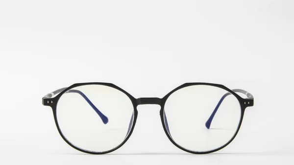 Nahaufnahme Schwarze Brille Isoliert Auf Weißem Hintergrund — Stockfoto