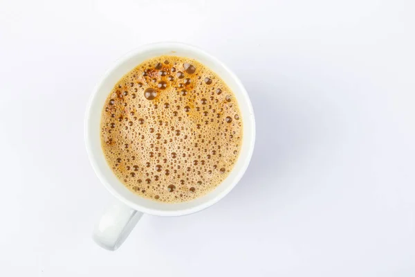 Nahaufnahme Von Blase Aus Kaffee Auf Weißem Hintergrund — Stockfoto