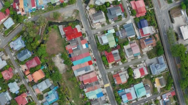 Vue Aérienne Silence Ville Moins Voiture Sur Route Kota Kinabalu — Video