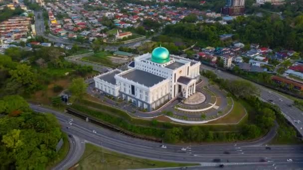 Zdjęcia Dronów Lotniczych Nowego Budynku Komplex Mahkamah Kota Kinabalu Kompleks — Wideo stockowe