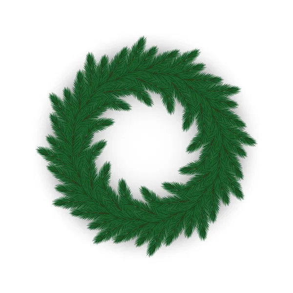 Traditional Green Christmas Wreath Christmas Fir Decoration Vector — Stock Vector