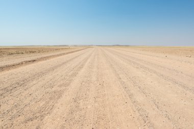 Renkli Namib Çölü, görkemli Namib Naukluft Milli Parkı'nda geçiş düz yol çakıl, en iyi hedef Namibya, Afrika seyahat.