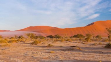 Panorama renkli kum tepeleri ve doğal peyzaj Namib Çölü, Namib Naukluft Milli Parkı, turizm Namibya. Afrika macera seyahat. 