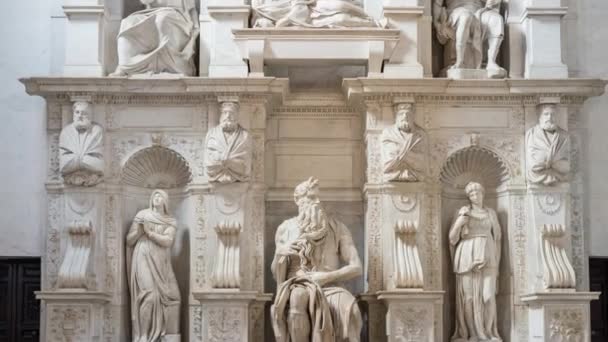 O Moisés por Michelangelo, Roma, Itália — Vídeo de Stock