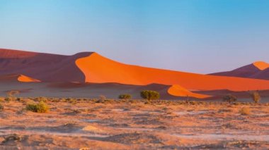 Renkli kum tepeleri ve Namib Çölü, Namib Naukluft Milli Parkı, turizm hedef Namibya Sossusvlei, doğal manzara Panorama. Afrika macera seyahat.