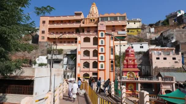 Omkareshwar Índia Cerca Novembro 2017 Peregrinação Cidade Santa Omkareshwar Madhya — Vídeo de Stock