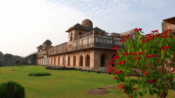 Mandu Indien Afghanische Ruinen Des Islam Königreichs Moscheedenkmal Und Muslimisches — Stockvideo