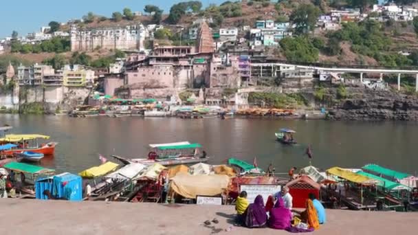 Omkareshwar India Circa Novembre 2017 Pellegrinaggio Nella Città Santa Omkareshwar — Video Stock