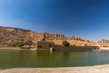 Amber Fort, etkileyici Peyzaj ve cityscape, ünlü seyahat hedef Jaipur, Rajasthan, Hindistan içinde.