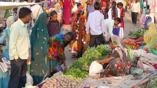 蒸し餃子 マディヤ プラデーシュ州 インドの蒸し餃子 インド 2017 土曜日市場 部族の人々 はバスタル地方の村から週に一度ここで収集します — ストック動画