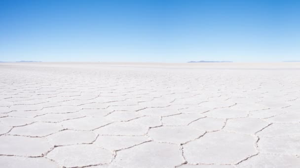 Панорамный Вид Uyuni Salt Flat Всемирно Известное Место Путешествий Андах — стоковое видео