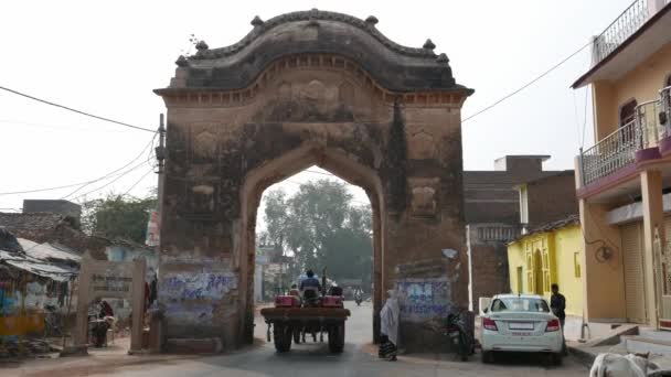 Orchha Hindistan Kasım 2017 Yaklaşık Insanlar Kalabalık Içinde Sokak Vasıl — Stok video