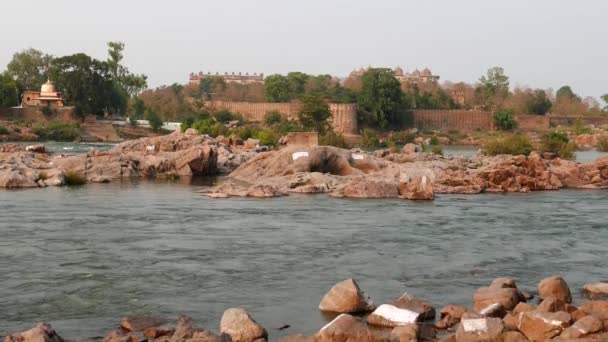 Orchha Palace Madhya Pradesh Famoso Destino Viagem Índia Santo Rio — Vídeo de Stock