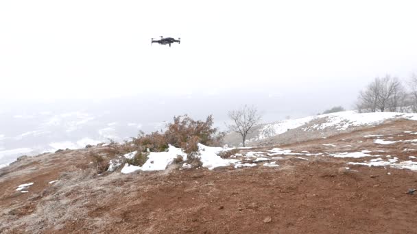Turín Itálie Března 2018 Dji Mavic Vzduchu Drone Přistání Horách — Stock video