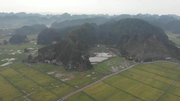 Αεροφωτογραφία Της Περιοχής Ninh Binh Trang Tam Coc Τουριστικό Αξιοθέατο — Αρχείο Βίντεο