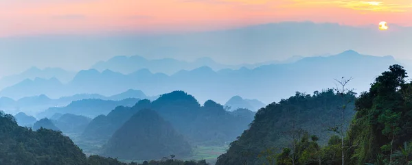 Giang Krasová Geopark Krajina Severním Vietnamu Horská Silueta Ohromující Scenérie — Stock fotografie