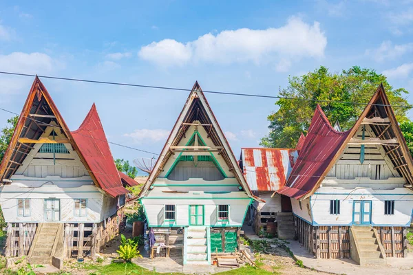 Batak Traditionele Huis Gevel Traditionele Dorpsgezicht Aan Het Tobameer Beroemde — Stockfoto
