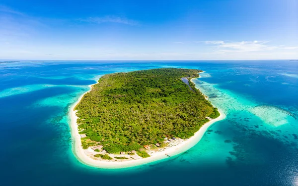 Luftaufnahme Banyak Inseln Sumatra Tropischen Archipels Indonesien Korallenriff Weißen Sandstrand — Stockfoto