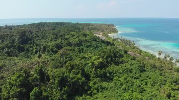 Aerial Flying Exotic Tropical Island Secluded Destination Away All Coral — Stock Video