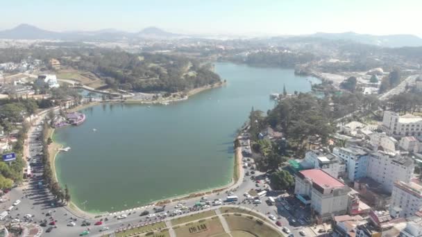 Lat Vietnam Circa February 2020 Aerial Traffic Circle Lat City — Stock Video