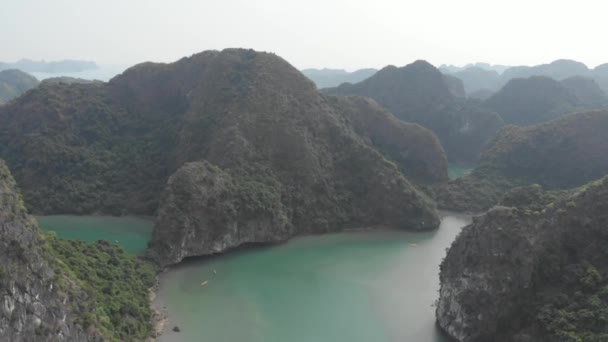 Aerea Volo Unico Sopra Long Bay Famosa Destinazione Turistica Vietnam — Video Stock