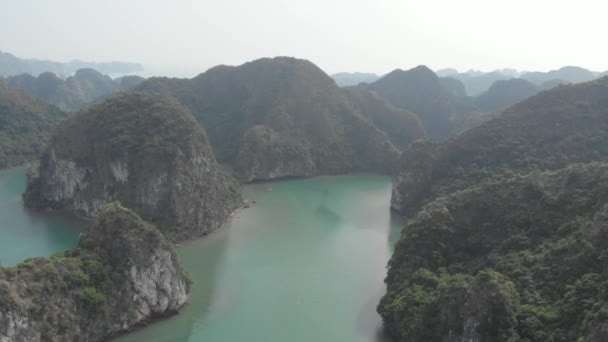 Aerea Volo Unico Sopra Long Bay Famosa Destinazione Turistica Vietnam — Video Stock