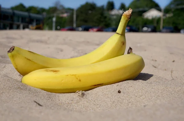 모래 위에 있는 노란 바나나 한 다발 — 스톡 사진