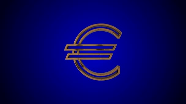 Euro Geld Logo Blauwe Achtergrond — Stockvideo