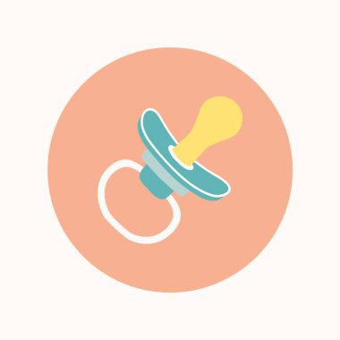 Bebek emziği simgesi düz stil. Bebek manken simgesi. İlk Çocuklar Oyuncakları. Bebek partisi tasarımı. Çizgi film vektör eli beyaz arkaplanda izole edilmiş 10 illüstrasyon çizdi.