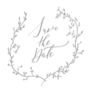 Tarihi kaligrafi yazıt dalları ile kaydedin. Vektör.