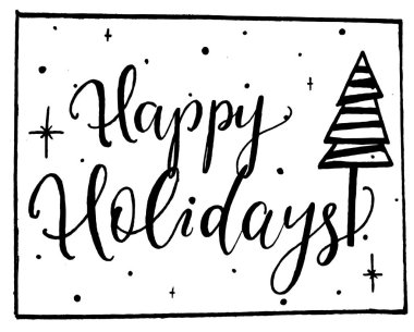 Happy Holidays - tarzında yazı ve ca bir Noel kartı