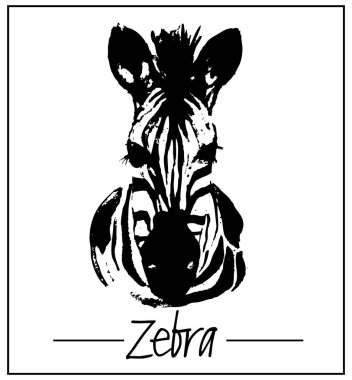Zebra başlı bir etiket. Vektör.