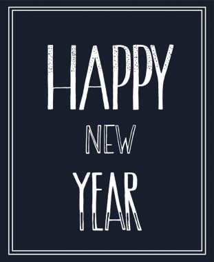 Mutlu yeni yıl - hat ve kart vektör yazı.