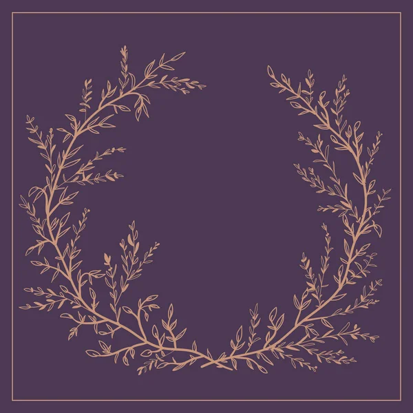 Wreath of twigs and leaves vector. Template for wedding invitati — Stock Vector