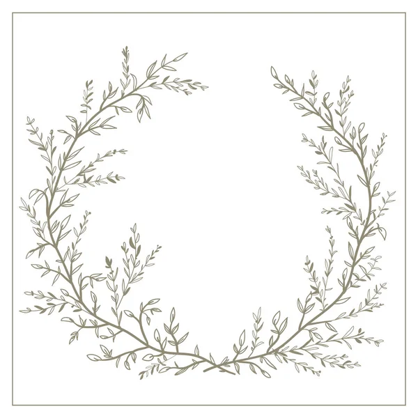 Dal ve yaprakları vektör çelenk. Düğün invitati için şablon