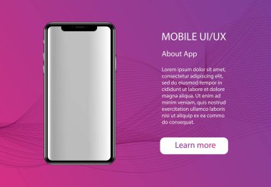 Gerçekçi akıllı telefon mockup.3d cep telefonu, boş mavi ekran, şeffaf arkaplan şablonu.