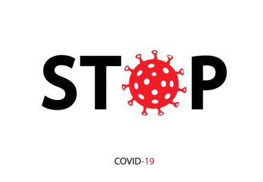 Covid-19 Coronavirus konsepti yazıt tipografi tasarım logosunu durdur.