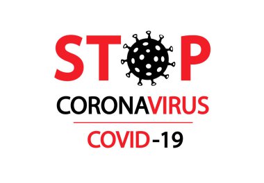 Covid-19 Coronavirus konsepti yazıt tipografi tasarım logosunu durdur.