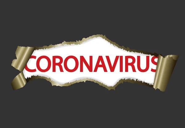 Covid Coronavirus Concept Iscrizione Tipografia Disegno Logo Con Carta Strappata — Vettoriale Stock