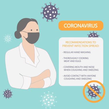 Roman Coronavirus konsepti, covid-19 - enfeksiyonun yayılmasını önleme tavsiyesi - bilgi grafikleri ve afişler için illüstrasyon.